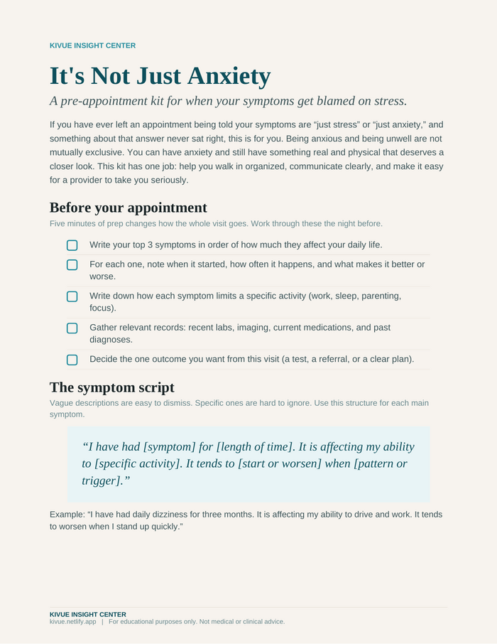 It's Not Just Anxiety appointment kit cover